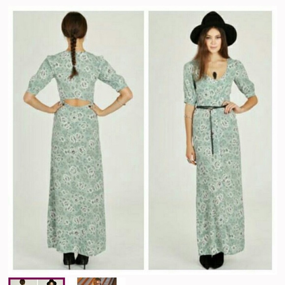 For Love And Lemons Mint Floral Maxi Skirt - Picture 1 of 3